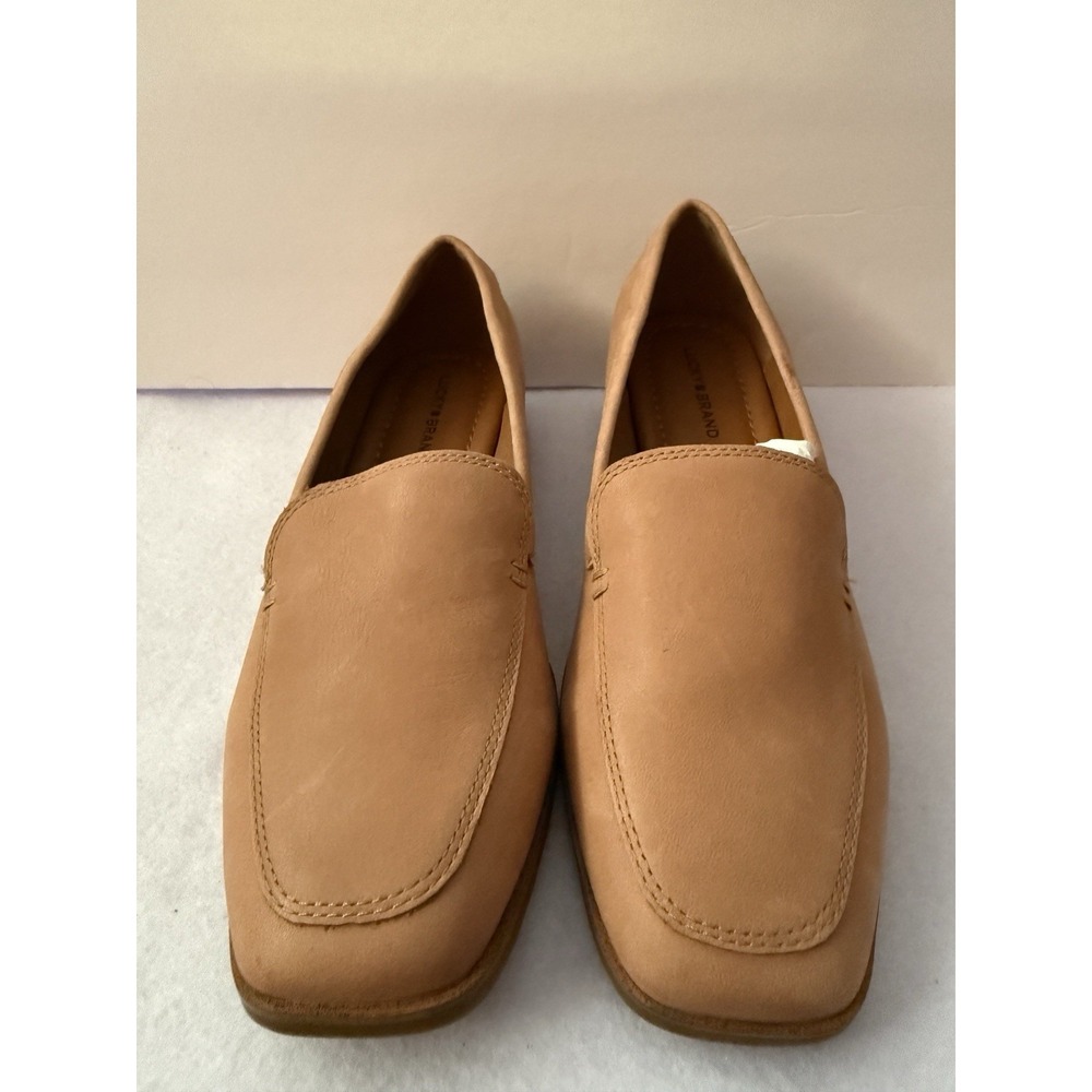 Lucky Brand Beige Leather Square Toe Leather Flats Slip-On Women's 8 (EU 39)